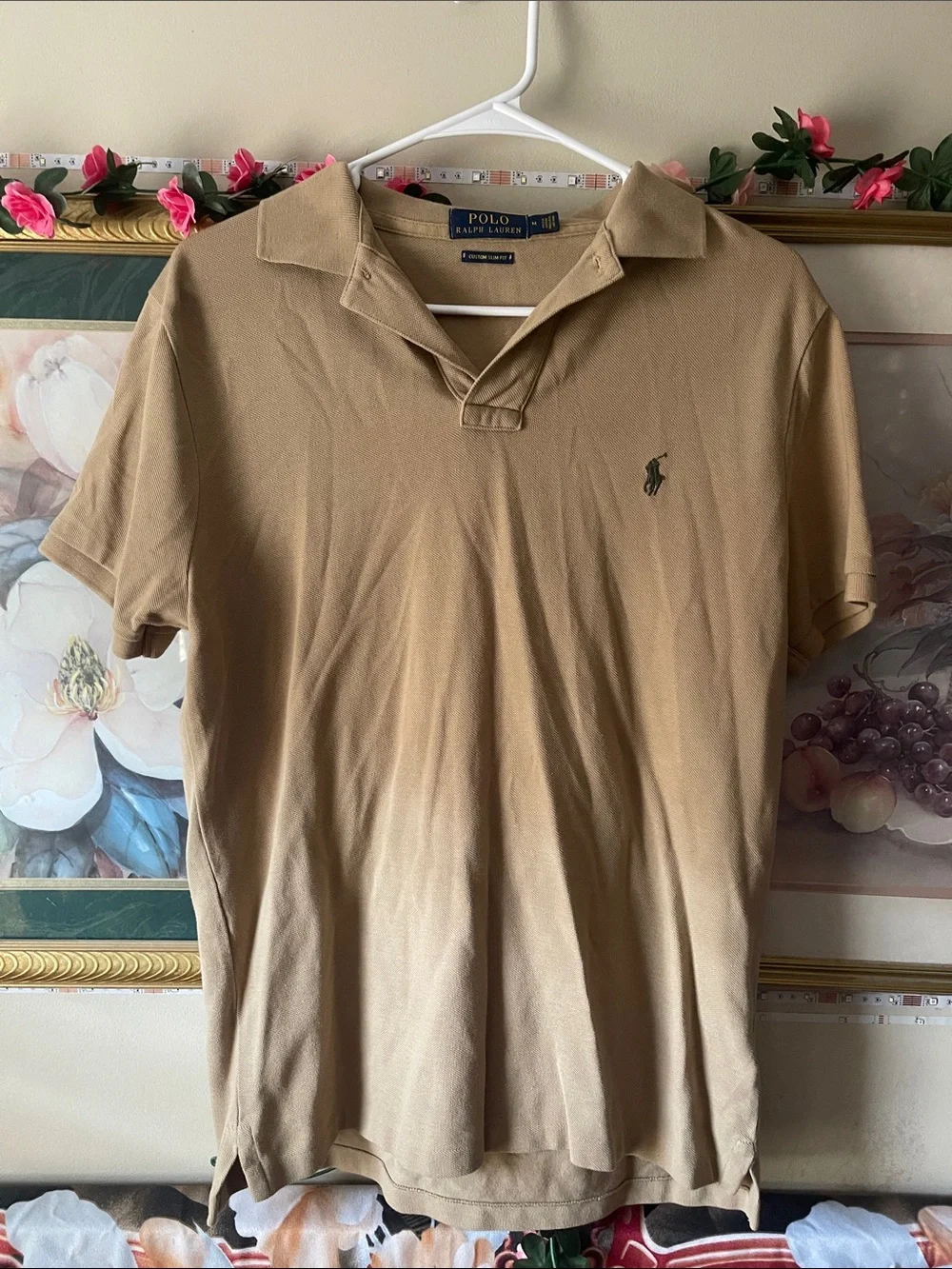 Polo by Ralph Lauren Men’s Khaki Collared Short-Sleeve Polo